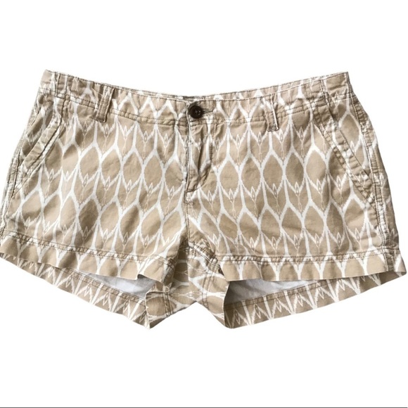 The North Face Maywood Flat Front Linen Blend Tan White Shorts - Picture 2 of 6